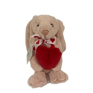 NWT Snug Pink Baby Bunny Lovey Red Heart Themed Teddy Bear Plush Stuffed Animal